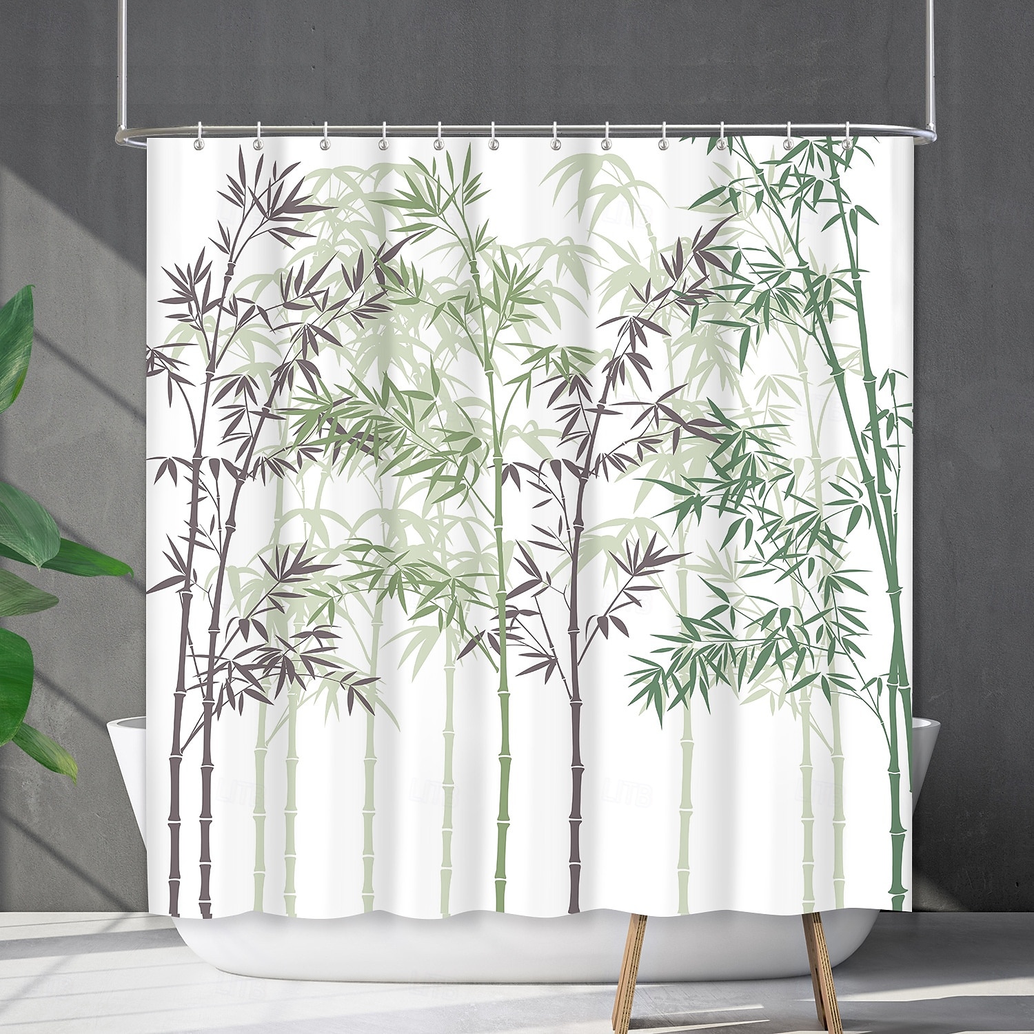Занавеска для душа с крючками 180 см * 180 см (70" * 70") из полиэстера машинная стирка водонепроницаемая узор бамбукового леса с пандой 2025 - $15.49 –P9