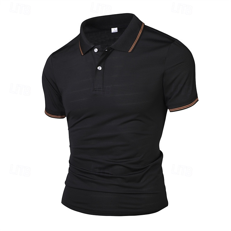 Herren Golfshirt Golf Poloshirts Arbeit Lässig Revers Kurzarm Basic Modern Einfach Patchwork Knöpfe Sommer Normale Passform Meerblau Schwarz Weiß Marineblau Golfshirt 2025 - $17.99 –P7