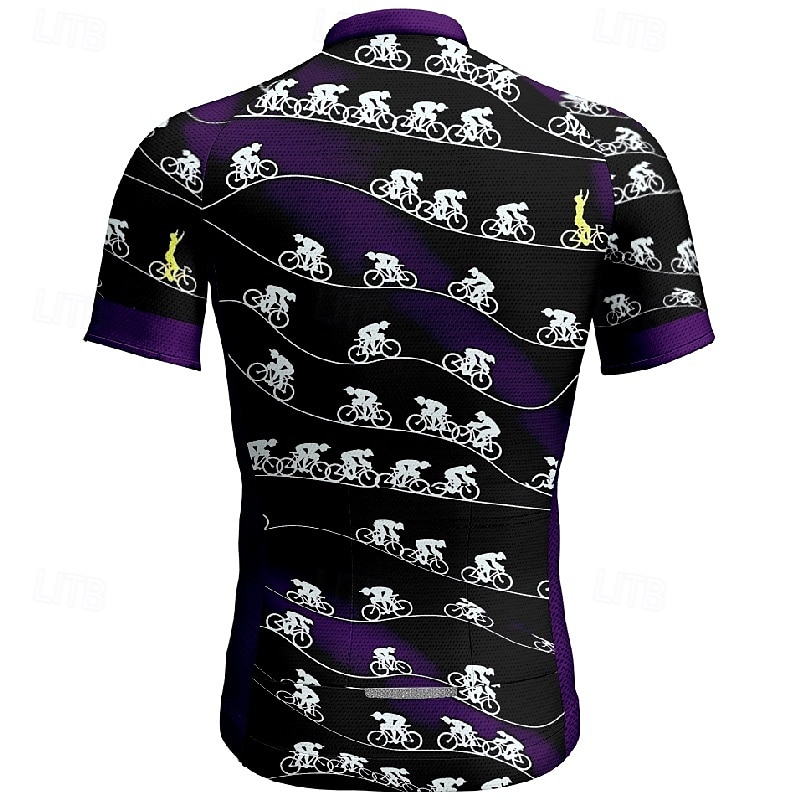 Herr Cykeltröja Kortärmad Cykel T-shirt Tröja med 3 bakfickor Bergscykling Andningsfunktion Snabb tork Anatomisk design Uppsugande Vinrött Svart Blå Grafisk Lutning sporter Kläder 2025 - $25.99 –P12