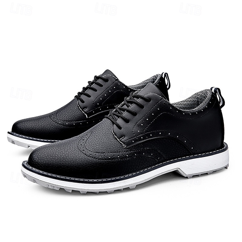 férfi fehér brogue golfcipő – tartós műbőr fűzős tornacipő perforált részletekkel a golf és a sport szerelmeseinek 2025 - $79.99 –P4