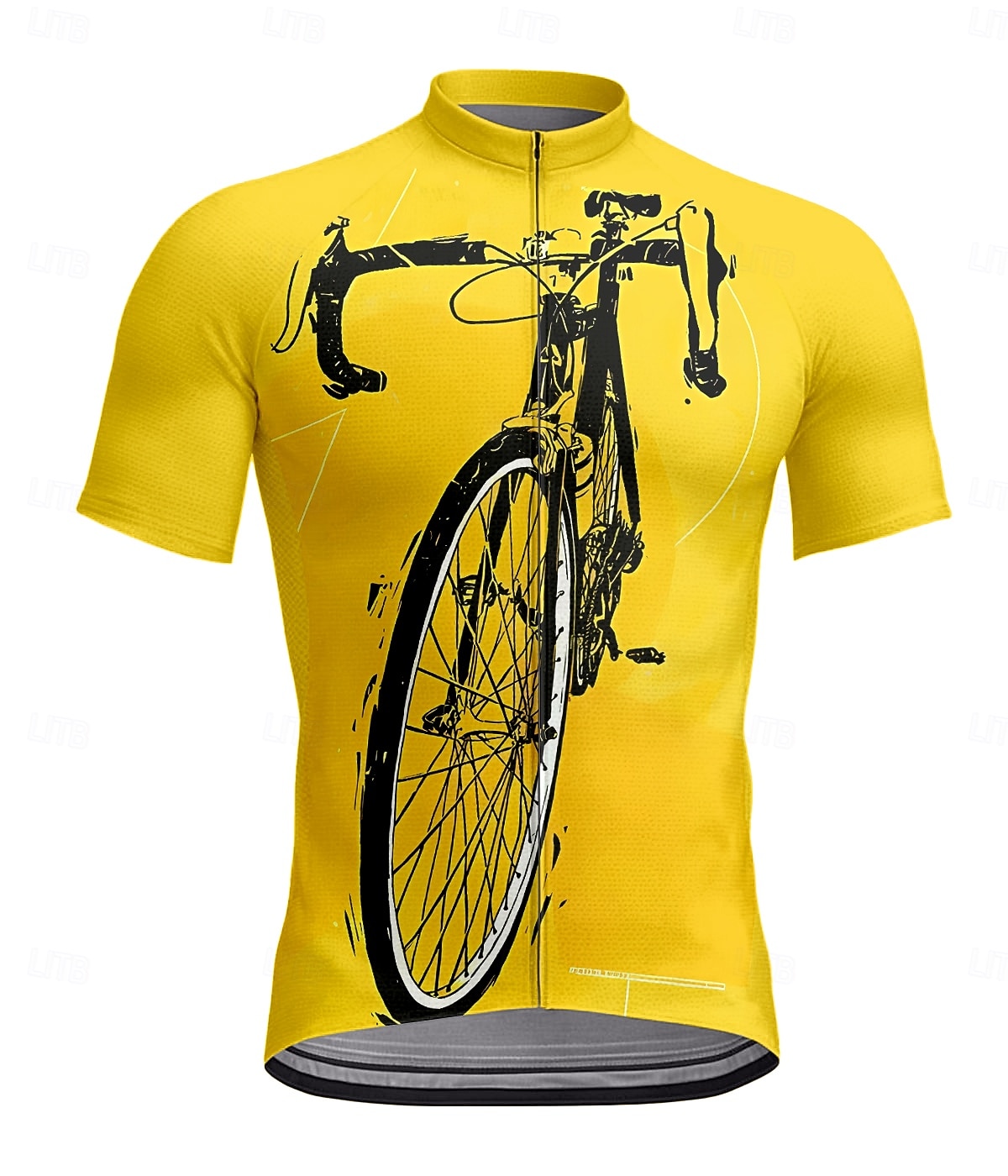 Men's Cycling Jersey Short Sleeve Bike Tee Tshirt Top with 3 Rear Pockets UV Resistant Breathable Quick Dry Front Zipper Yellow Blue Orange Sports Clothing Apparel 2025 - $28.99 –P1