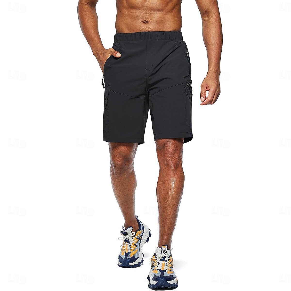 Pánské Šortky s kapsami Neformální šortky Elastický pas Kapsa na zip Pevná barva Ripstop Prodyšné Venkovní Denní Základní Na běžné nošení Černá Zelená 2026 - $24.99 –P2
