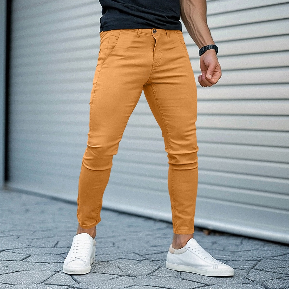 Herren Hose Chinos Sommerhose Freizeithose Fronttasche Einfach Komfort Atmungsaktiv Lässig Täglich Ferien Urlaub Mode Kürbis Schwarz 2026 - $29.99 –P6