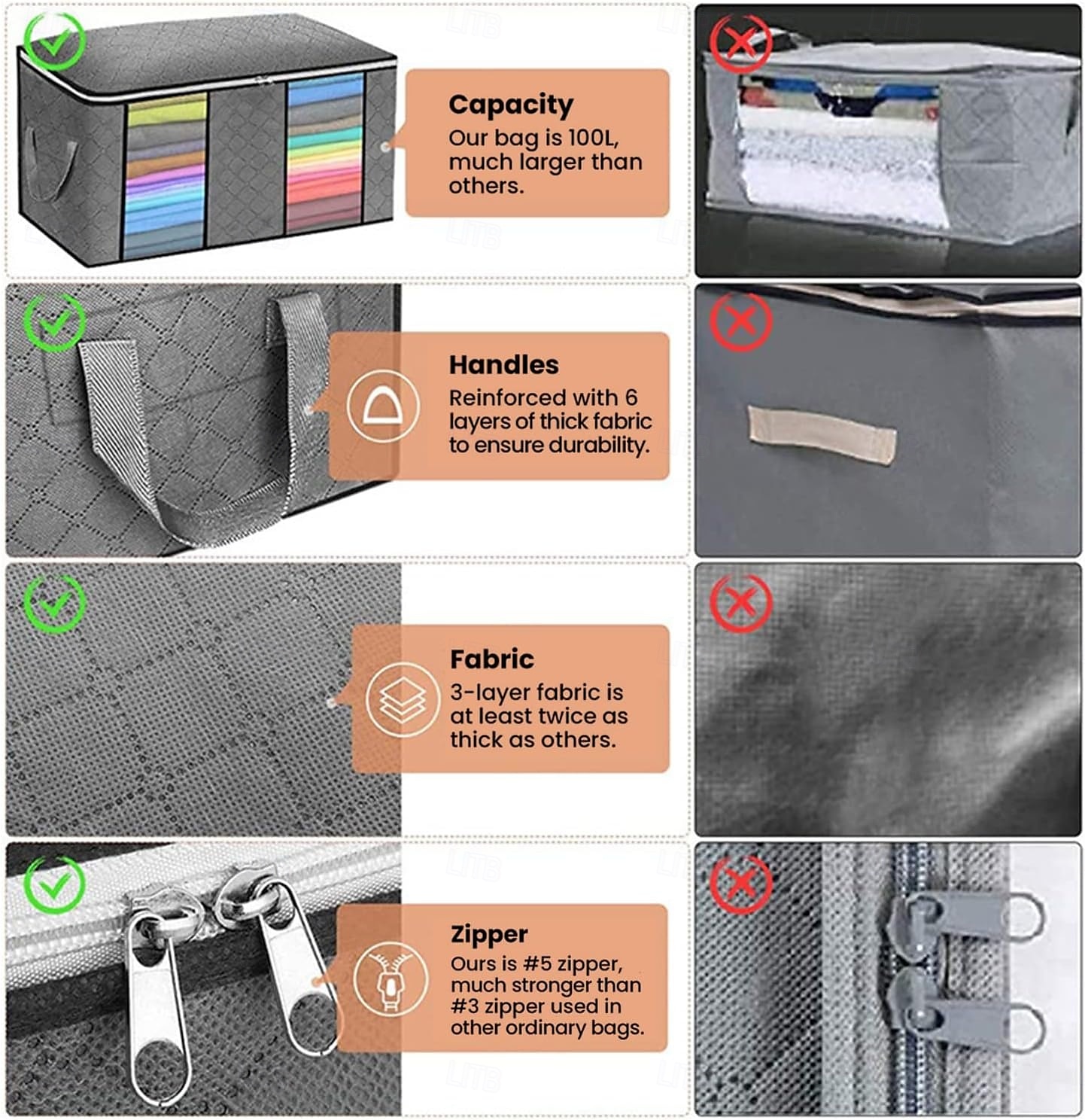4 Pack Foldable Storage Bags Under-bed Storage, Bedding Storage Bags with Clear Window and Reinforced Handles, Reusable Bag Organizer with Smooth Zipper, for Clothes Blankets Comforters 2025 - $27.99 –P5