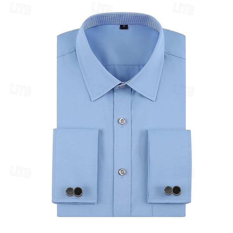 Hombre Camisa Camisa para Vestido Abotonar la camisa Línea Boda Diario Negro Blanco Amarillo Azul cielo Manga Larga Cuello Vuelto Primavera & Otoño Ropa Bolsillo 2025 - $28.99 –P4