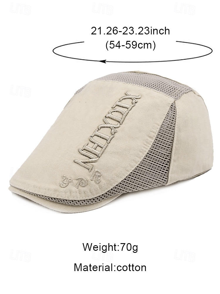 Men's Lightweight Breathable Cotton Flat Cap – Vintage Mesh Panel Newsboy Hat for Summer Travel, Beach & Casual Outings 2025 - $14.99 –P8