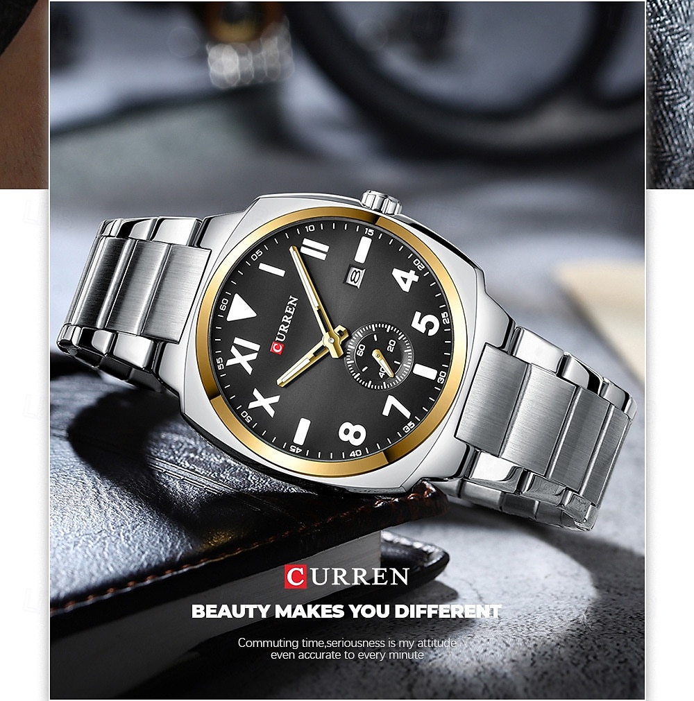 Orologio al quarzo CURREN da uomo grande quadrante di lusso orologio da polso business calendario luminoso impermeabile in acciaio inossidabile del 2025 a $19.99 –P2