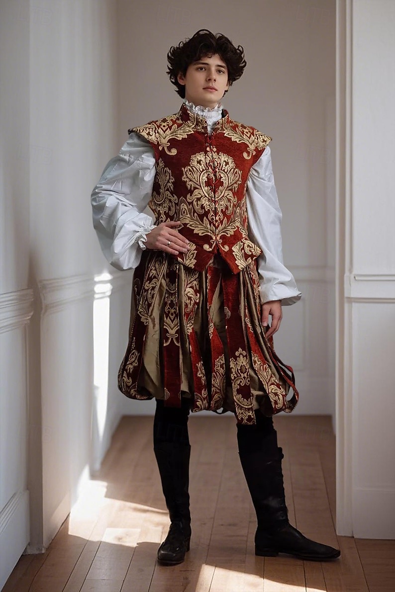 Mittelalterlich Renaissance Outfits Prinz Keltischer Ritter Herren königlich Halloween Karneval Maskerade Leistung LARP Renaissance-Messe Erwachsene Kostüm 2025 - $291.29 –P2