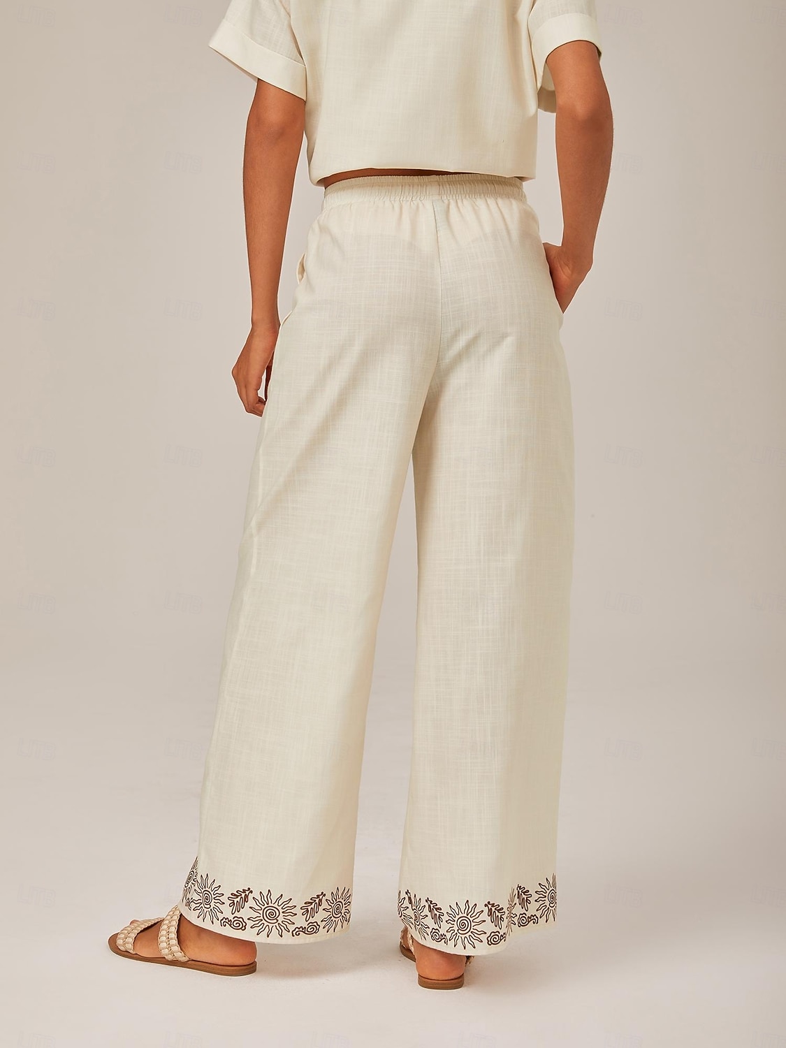pantalon large imprimé lin de 2025 ? $15.99 –P8