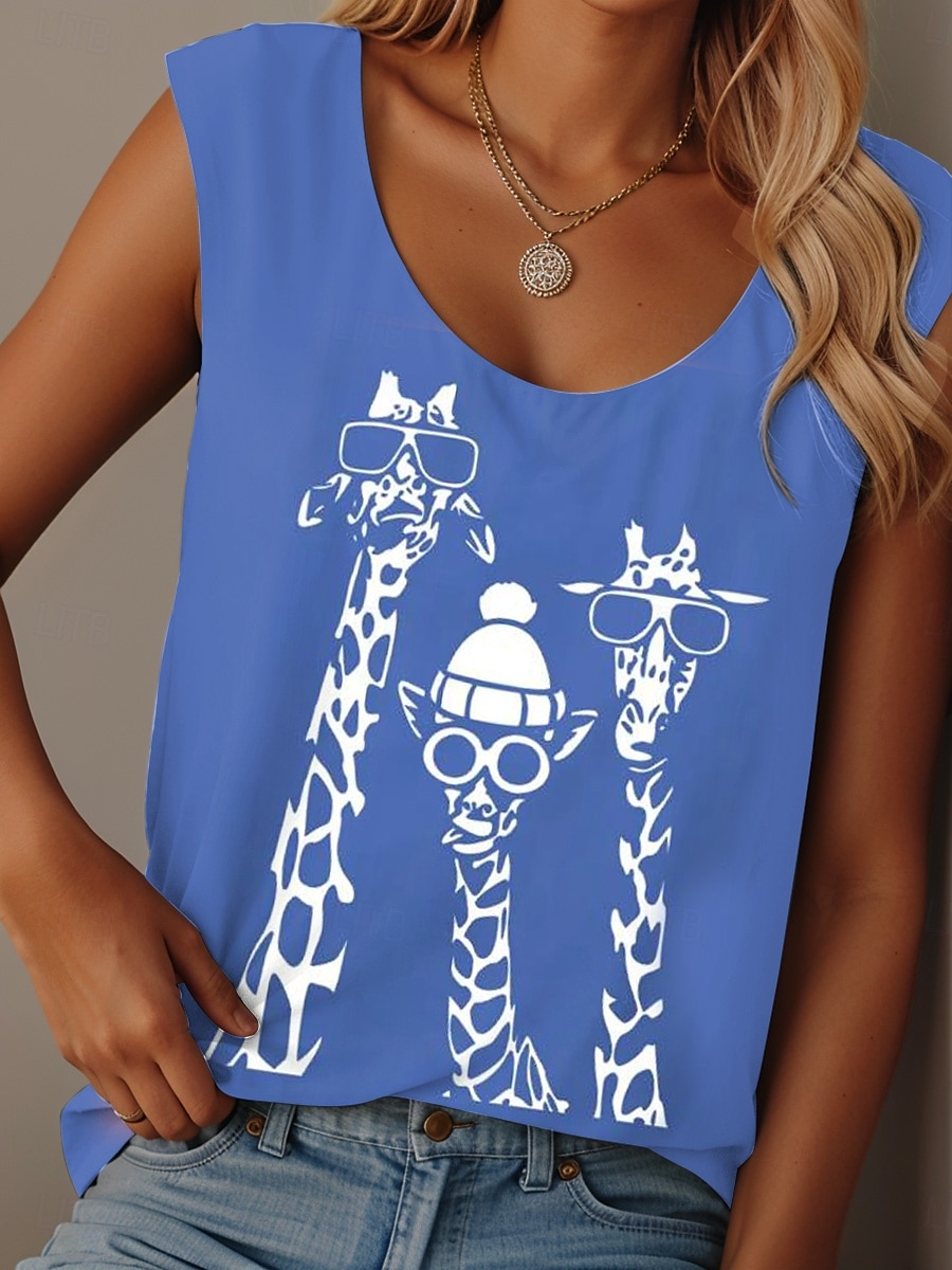 Damen Camisole-Tanktop Grafik Tiermotiv Graffiti Täglich Lässig Ärmellos Rundhalsausschnitt Rundausschnitt Normale Oberteile Täglich Druck Schwarz Weiß Rosa Blau Purpur Sommer 2025 - $19.99 –P7