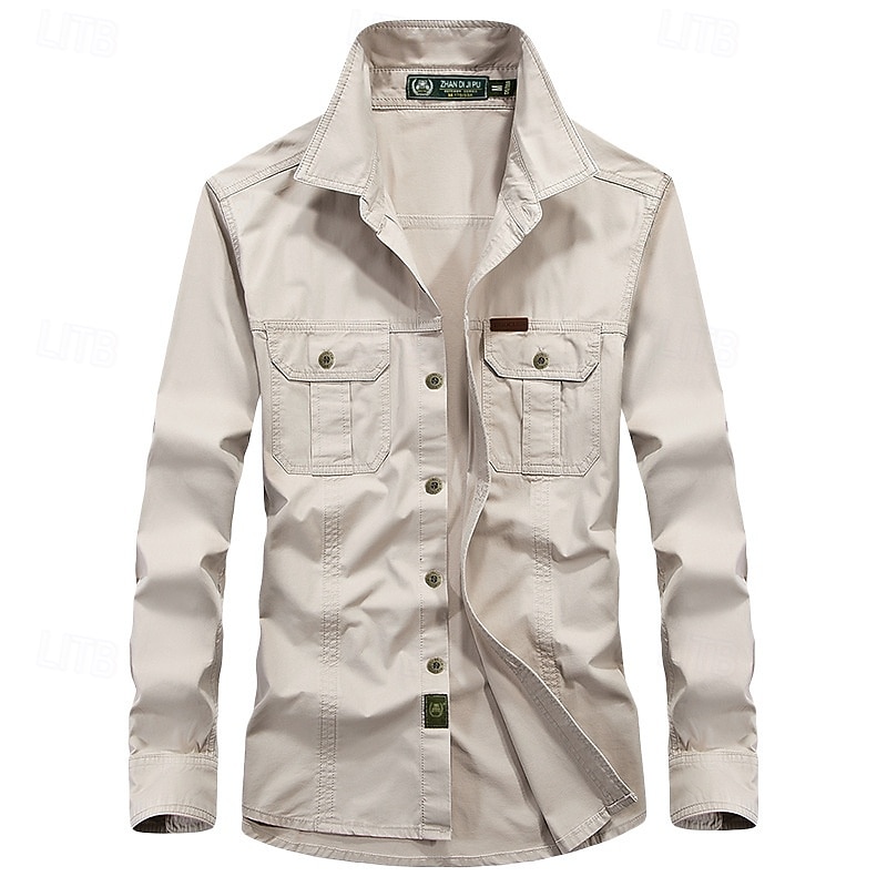 Per uomo Camicia Camicia Estiva Camicia casual Camicia con Bottoni Camicia cargo Nero Bianco Rosso Blu marino scuro Kaki Manica Lunga Semplice Colletto a Camicia Vacanza Camicia hawaiana Tasca del 2025 a $30.99 –P1