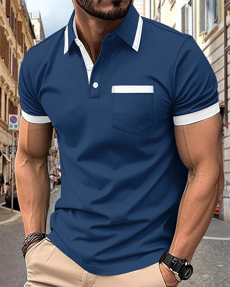 Férfi Golfing Golf pólóingek Munka Hétköznapi Hajtóka Rövid ujjú Alap Modern Színes Kollázs Zseb Nyár Normál Fekete Fehér Bor Sötétkék Égszínkék Barna Golfing 2025 - $17.99 –P5