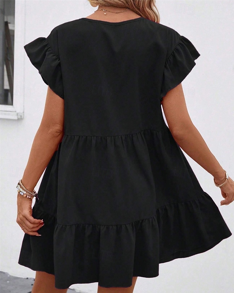 Damen Minikleid Freizeitkleid Sommerkleid Elegant Mode Outdoor Ferien Date Normale Passform Einfach Kurzarm Rundhalsausschnitt Schwarz Blau Rosenrot Sommer Frühling 2025 - $26.99 –P4
