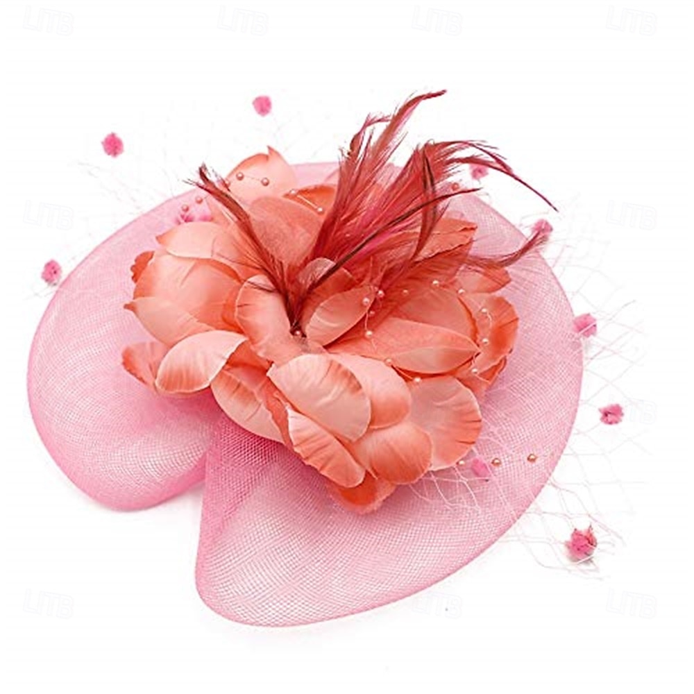 fascinators hatt för kvinnor teparty headpiece bröllop cocktail blomma mesh fjädrar hårklämma 20-tal flapper fascinators 2025 - $33.99 –P11