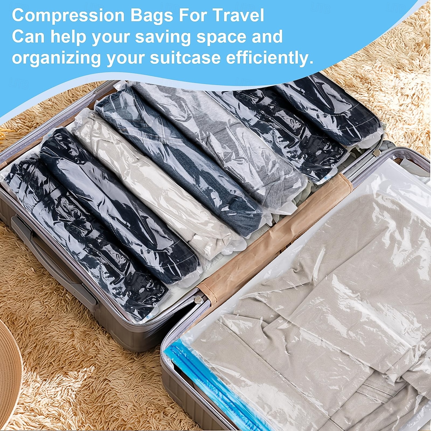 Compression Bags for Travel 10 PCS Space Saver Bags Hand Roll Vacuum Packing Bags for Travel No Vacuum Needed (3 Large 3 Medium 4 Small) Clothing Luggage Home Organizers Storage Bags 2026 - $19.99 –P7