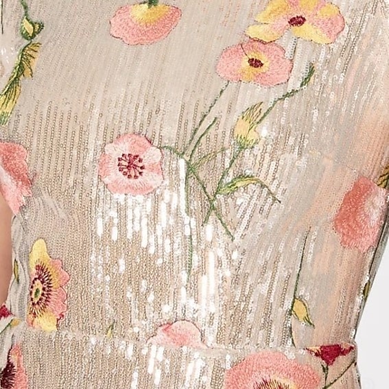 Robe de soirée en dentelle ornée de sequins haute fente invitée de mariage longueur de sol manches courtes épaule unique en dentelle avec fente froncée de 2025 ? $149.99 –P2