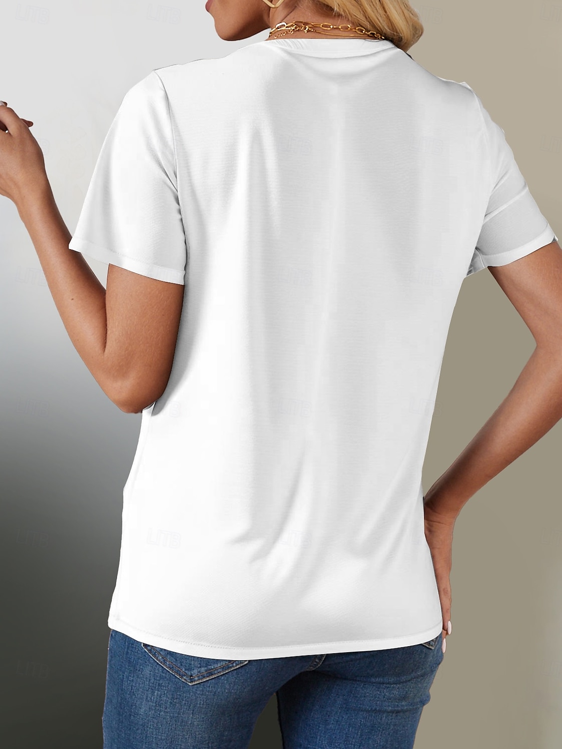Femmes T-shirt Graphique Lettre Élégant Classique Occasionnel Manche Courte Col ras du cou Col rond Hauts Réguliers Quotidien Week-end Imprimé Blanche Été Printemps de 2025 ? $19.99 –P2