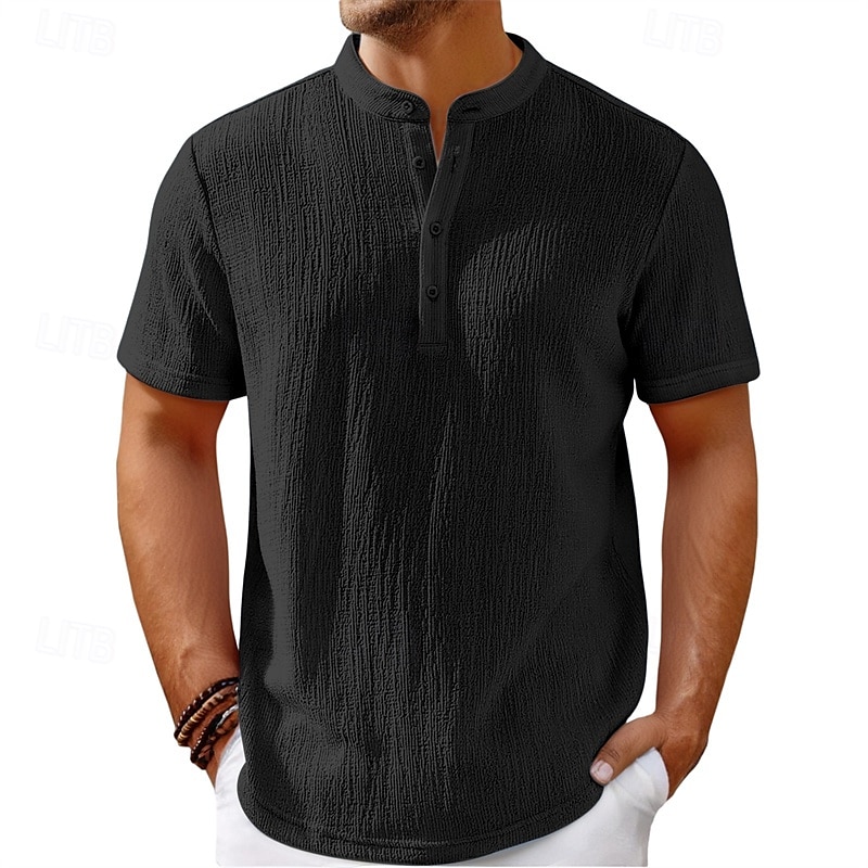 Per uomo Camicia Camicia Estiva Camicia casual Camicia da Spiaggia Camicia con Bottoni Nero Bianco Blu marino Kaki Beige Manica Corta Semplice Henley Ferie Casual Quotidiano Bottonato Abbigliamento del 2025 a $21.99 –P2