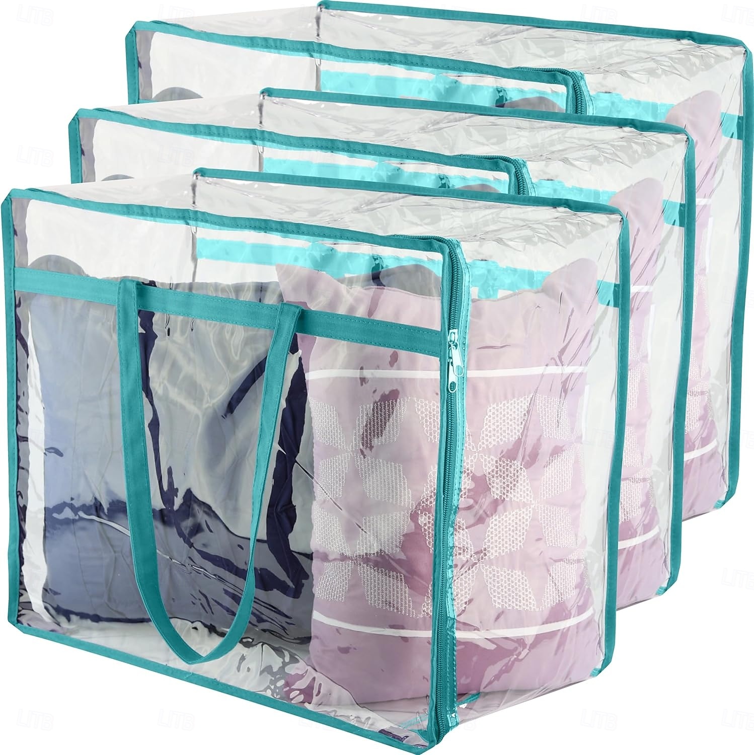 Confezione da 3 sacchetti trasparenti in vinile con cerniera, robusti sacchetti da 40 litri per maglioni, coperte, trapunte, set di biancheria da letto del 2025 a $22.99 –P4