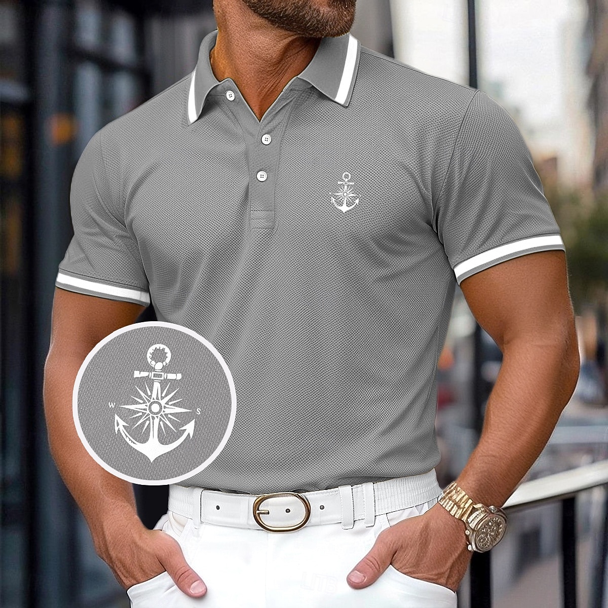 Herren Baumwoll-Poloshirt Golf Poloshirts Lässig Geschäft Gerippter Polokragen Klassisch Kurzarm Basic Modern Einfarbig Knöpfe Logo Frühling & Sommer Normale Passform Dunkelrot Gelb Hellblau Grau 2026 - $22.99 –P8