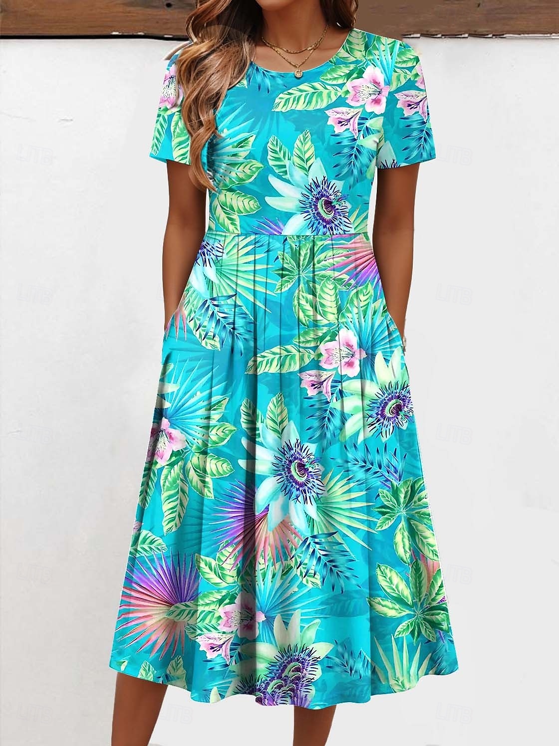 Pentru femei Rochii Midi Rochii Tricou Vacanță Casual Zilnic Fit regulat Floral Grafic Manșon scurt Stil Nautic Verde Deschis Roz Îmbujorat Trifoi Bej Vară 2025 - $50.39 –P3