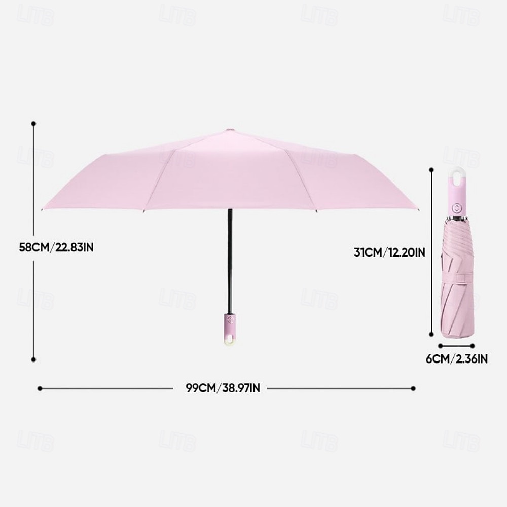 Parapluie de protection UV, parapluie automatique à trois volets avec boucle, parapluie de voyage coupe-vent pour l'été, parapluie compact à ouverture et rétractation automatique pour les affaires et de 2025 ? $15.49 –P4