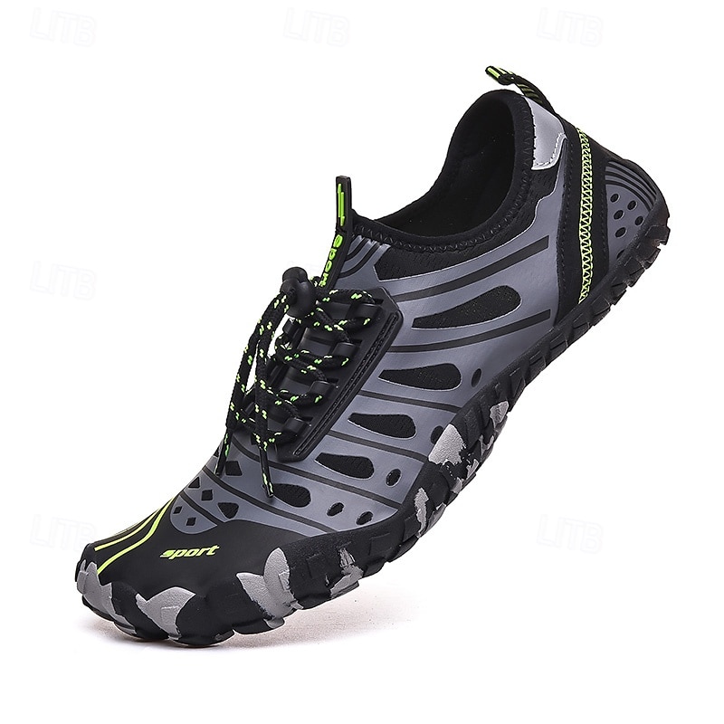 Herren Sneaker Barfußschuhe Upstream-Schuhe Canyoning PU Leder Netz Bequem Rutschfest Atmungsaktiv Schnürung Rot + Grau Blau Grau Sommer Frühling 2025 - $32.99 –P2