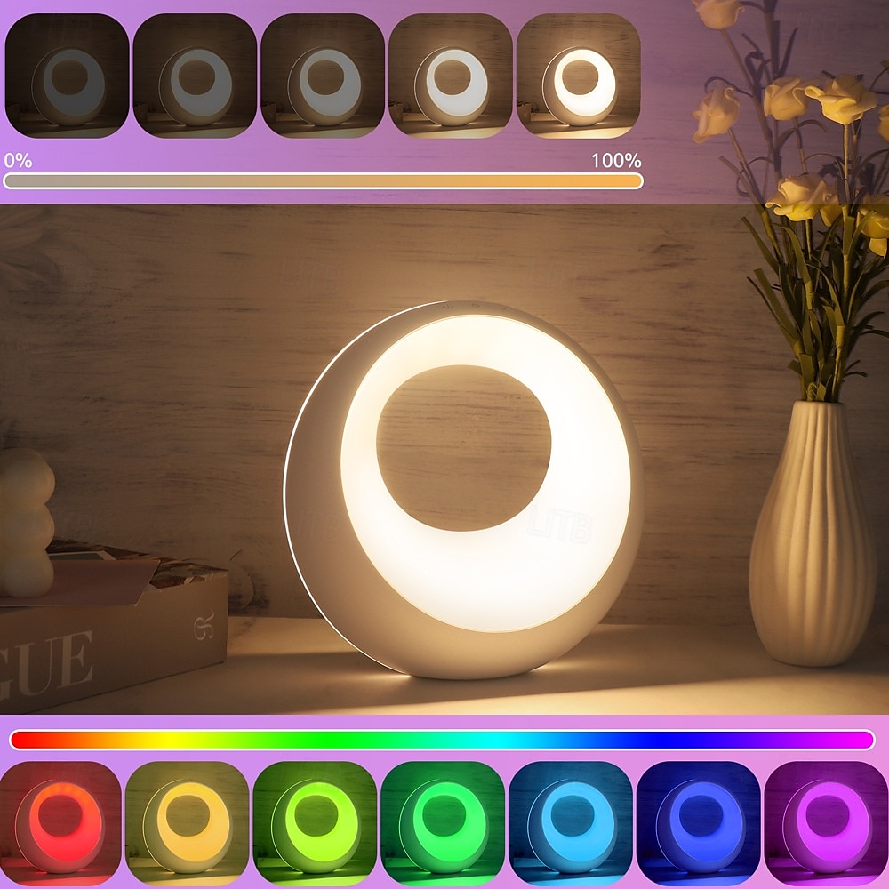 1 pz luce notturna dimmerabile a colori RGB con telecomando, timer dimmerabile touch, batteria ricaricabile USB, luce notturna per interni e camera da letto del 2025 a $24.99 –P1