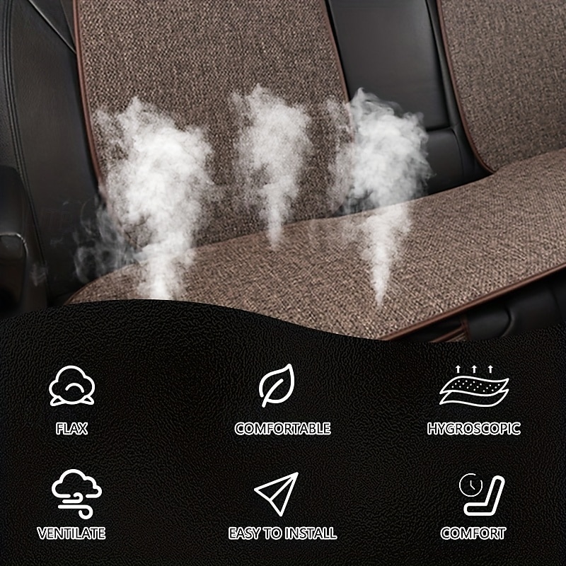 High-Quality Linen Car Seat Cushion, Non-Slip, Dirt-Resistant, Comfortable, Machine Washable, All-Season, Universal Fit 2025 - $25.99 –P12