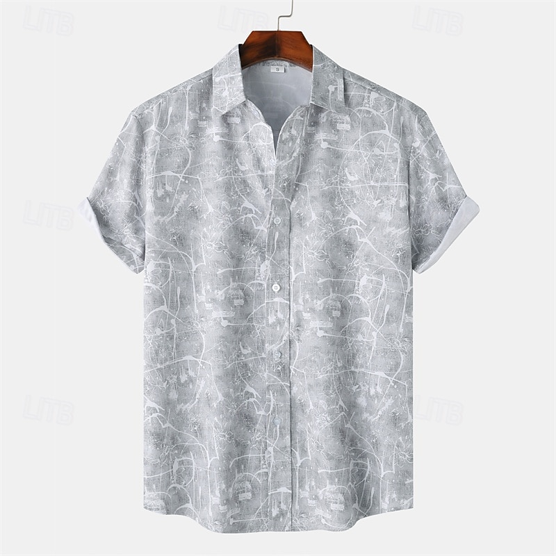 Men's Shirt Summer Shirt Casual Shirt Beach Shirt Button Up Shirt Pink Blue Gray Short Sleeve Print Lapel Vacation Hawaiian Clothing Apparel Fashion Casual Comfortable 2026 - $26.99 –P8