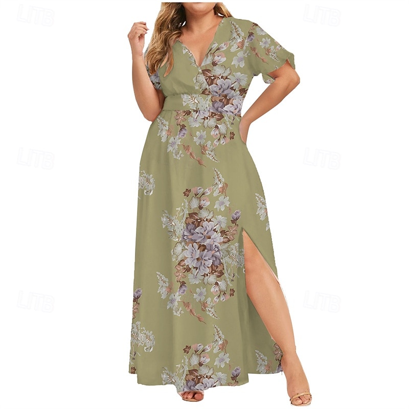 Dam Långklänning Maxiklänning Vardagsklänning Sommarklänning Boho-klänning Klänning med tryck Mode Utomhus Semester Helgdag Normal Blommig Ärmlös Djup V-hals Svart Vit Gul Ljusgrön Sommar Vår 2025 - $27.99 –P11