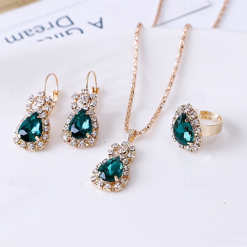 Conjunto de joias para presente para mulheres, colar elegante, brincos, anel em caixa de presente, presente perfeito para mãe, esposa, namorada, dia das mães, dia dos namorados, natal, aniversário de 2025 por $12.99 –P5