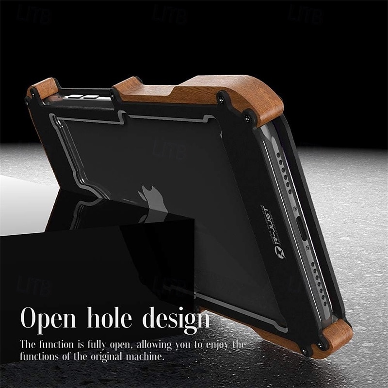 Wood Metal Bumper Frame Case for iPhone 15 Pro Max 14 Plus 13 12 11 Pro Max X XR XS – 4-Corner Shockproof Protection, Solid Color Aluminum Alloy Edge Cover 2025 - $36.99 –P2