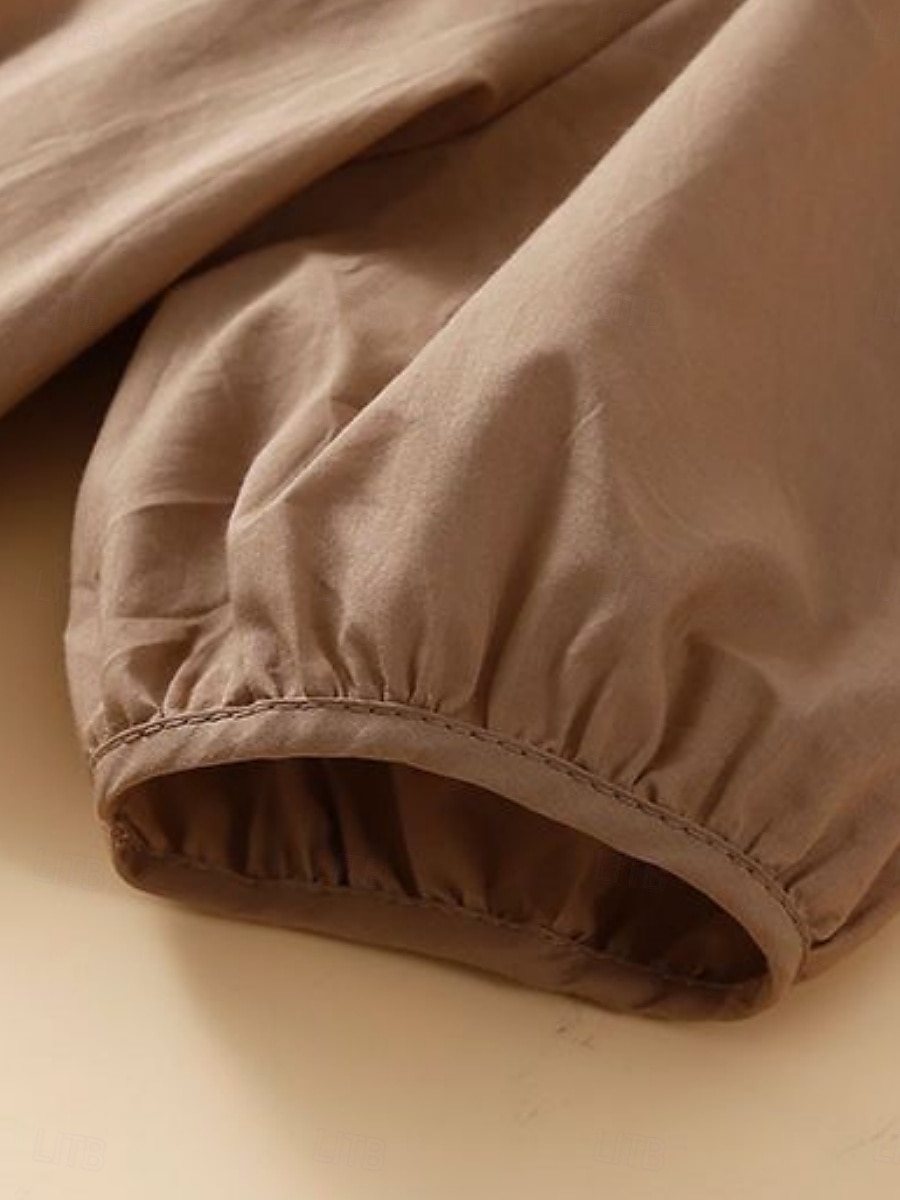 Dames Overhemd Bloemig Basic Casual Halve mouw Strakke ronde hals Normale tops Dagelijks Met ruches Geborduurd Knop Wit Geel blauw Khaki Zomer 2025 - $17.99 –P5