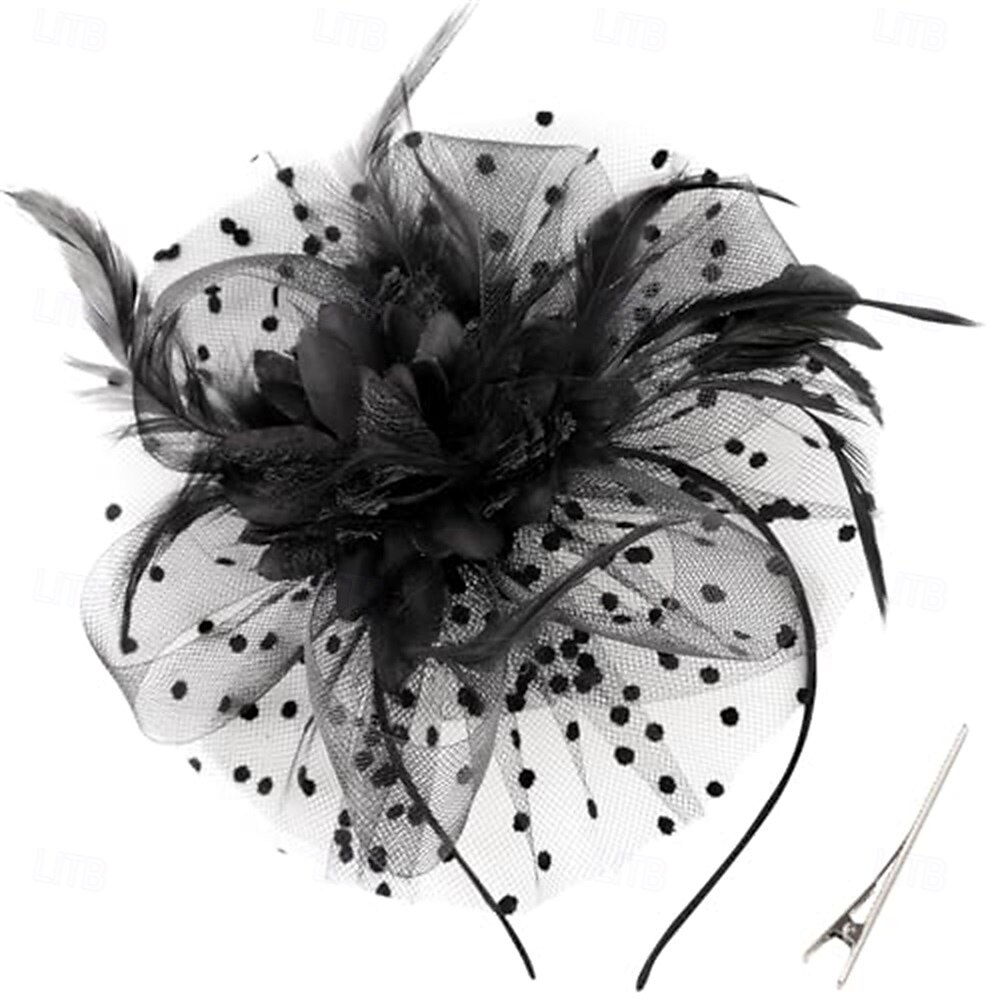 Fascinator-Hut, Feder-Stirnband, Damen-Fascinator, Teeparty-Kopfbedeckung mit Clip, Blumen-Stirnband für Mädchen &Ampere 2025 - $32.99 –P10