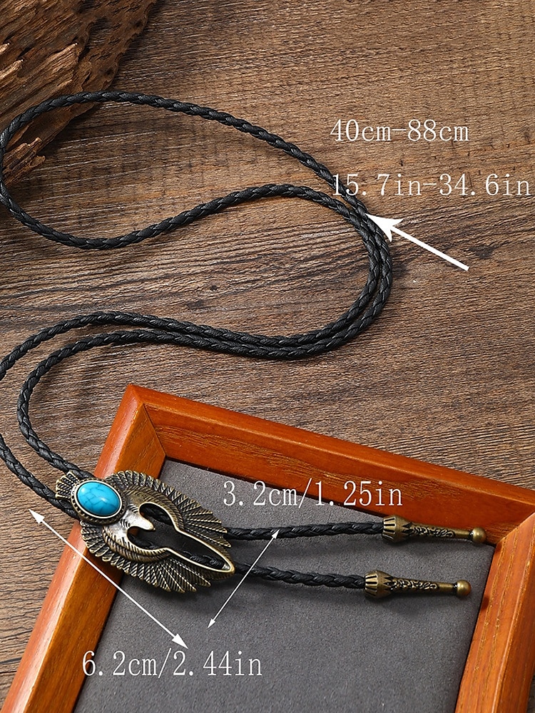 Men's Western Cowboy Bolo Tie with Turquoise Inlay, Vintage Design - Adjustable Leather Cord, Cowboy Fashion Accessory for Casual and Formal Occasions 2025 - $11.99 –P14