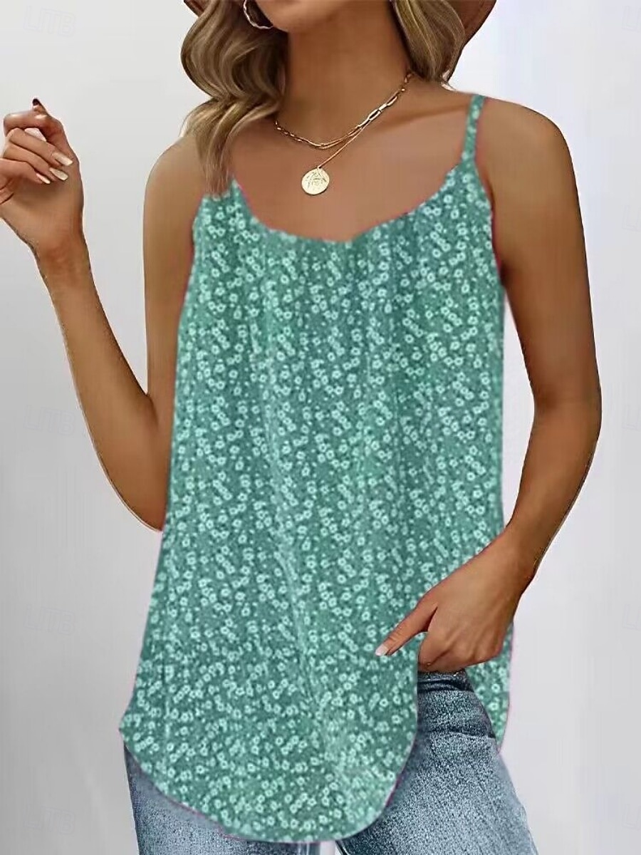 Per donna Canotta a canotta Floreale Quotidiano Casual Senza Maniche Spallina Top Regolari Quotidiano Stampato Nero Blu Fucsia Verde Estate del 2025 a $13.99 –P6