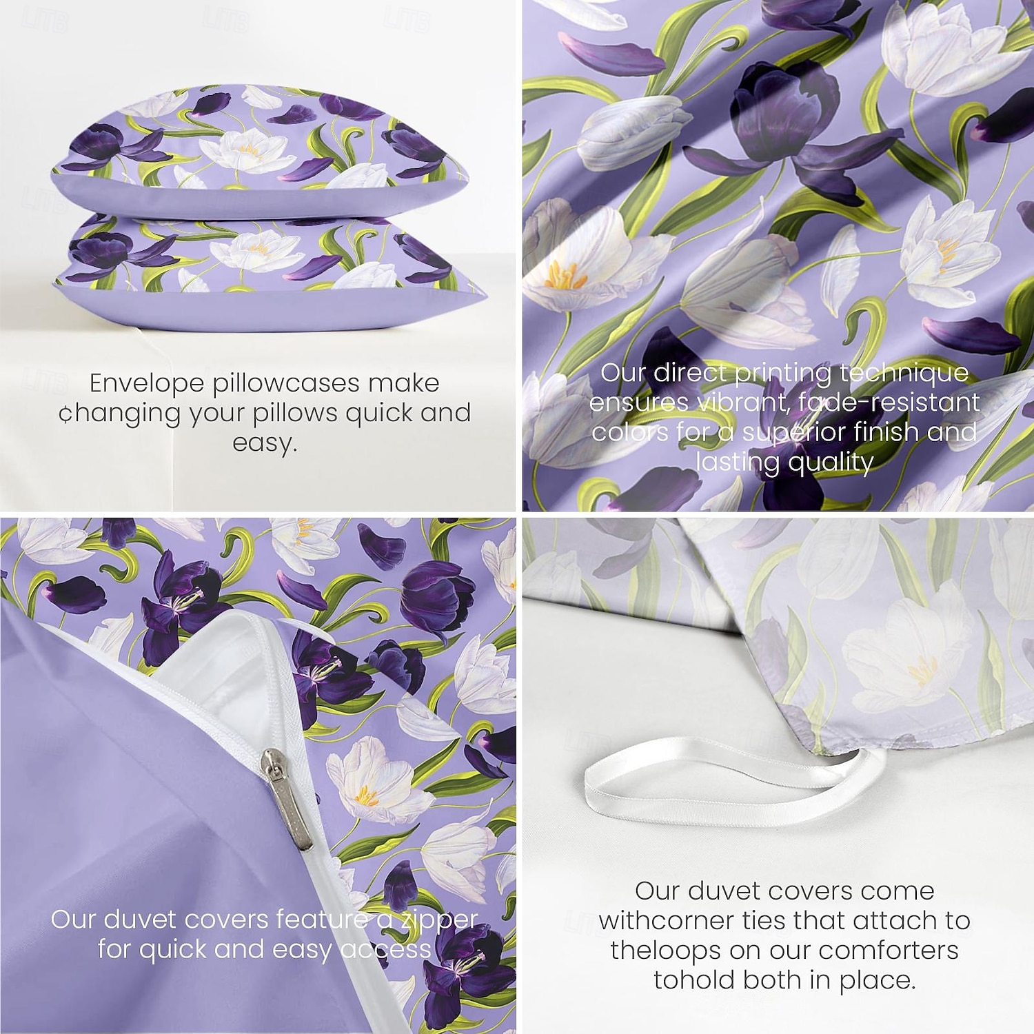 Blommor Duvet Set 100% Bomull Mjuk och Andningsbar Sängkläder Med Färgglada Blommor Lätt och Hållbar Täcke Bekväm för Alla Säsonger Lätt att Ta Hand Om 2025 - $60.99 –P3