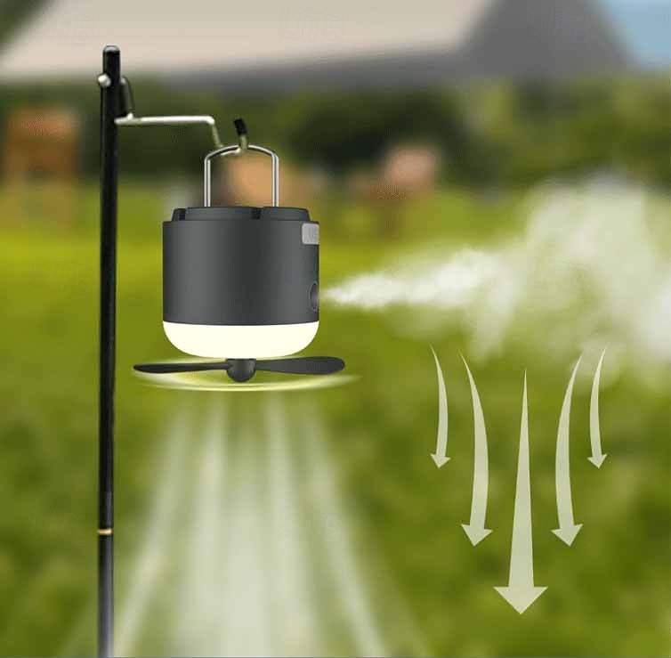 1 st utomhus campingljus fläkt multifunktionsspray fyra växlar dimmer två växlar dimning usb laddningsupphängningskrok 2025 - $18.99 –P6
