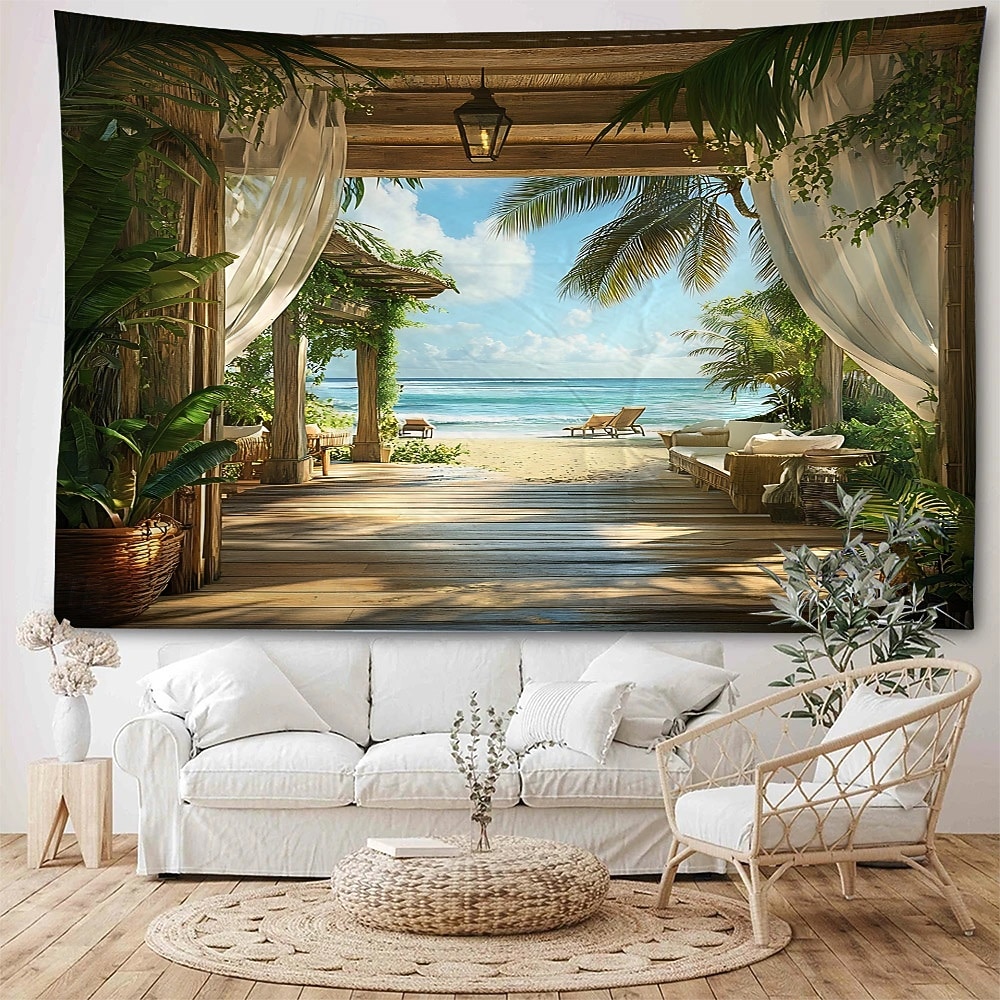 peisaj natural frumos în afara ferestrei agățat tapiserie artă de perete tapiserie mare decor mural fotografie fundal pătură perdea acasă dormitor living decor 2026 - $17.99 –P2