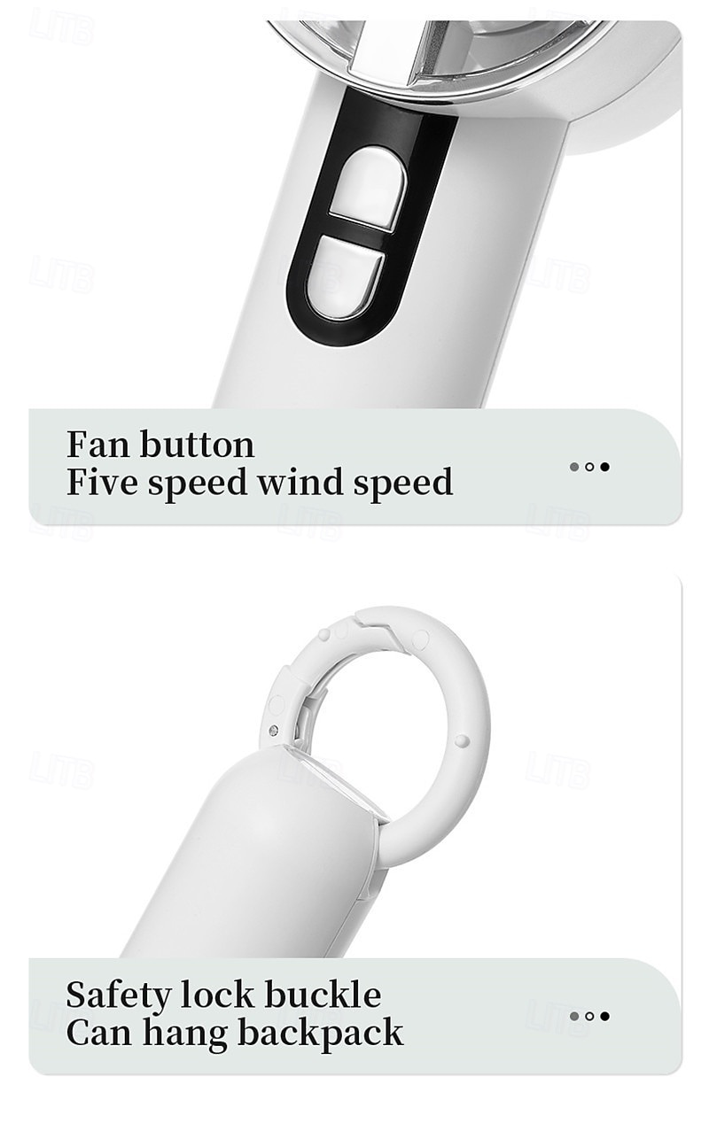 2025年 アイス冷却パッド付きミニハンドヘルドファン、5段階風量、3000mAh USB充電式、フック付きポータブルデスクトップ個人ファン、夏の旅行と屋外使用向けType-C急速充電  コレクション – $29.99 –P12