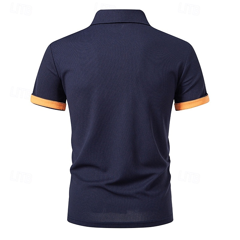 Per uomo Magliette Polo a Nido d'Ape Maglia da golf Lavoro Casuale Bavero Manica Corta Essenziale Moderno Blocco di colori Patchwork Bottoni Estate Vestibilità regolare Nero Bianco Blu marino Verde del 2025 a $18.99 –P13