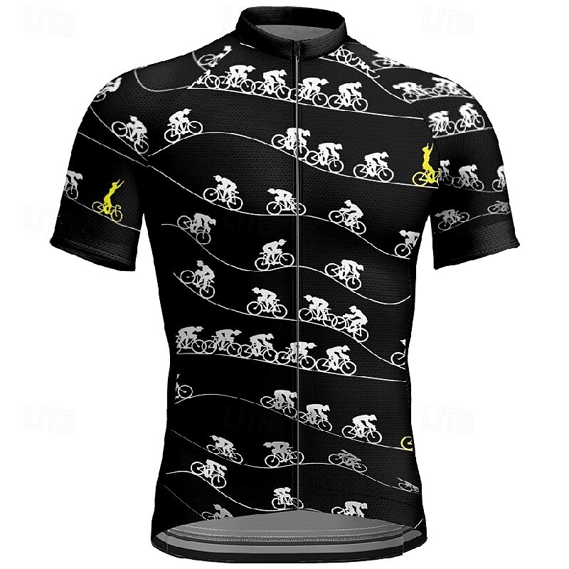Herr Cykeltröja Kortärmad Cykel T-shirt Tröja med 3 bakfickor Bergscykling Andningsfunktion Snabb tork Anatomisk design Uppsugande Vinrött Svart Blå Grafisk Lutning sporter Kläder 2025 - $25.99 –P13