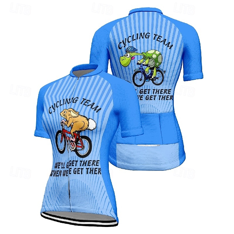 Women's Cycling Jersey Graphic Stripes Short Sleeve Bike Tee Tshirt Jersey with 3 Rear Pockets Mountain Bike MTB Quick Dry Anatomic Design Wicking Breathable Sports Pink Blue Orange Clothing Apparel 2025 - $23.99 –P18