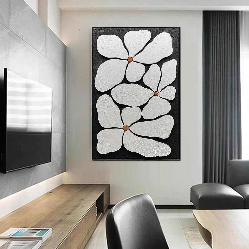 Handmade Oil Painting Canvas Wall Art Decoration Black and White Simple ...