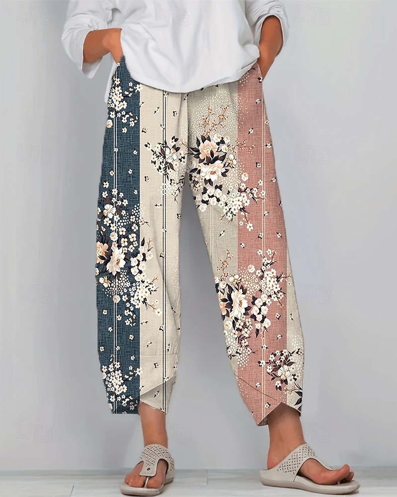 Pentru femei Pantaloni Pantaloni harem Έθνικ Boho Lungime totală Talie medie Flori Talie elastică Respirabil Comfortabil Micro-elastic Stradă Purtare Zilnică Ieșire Albastru piscină Albastru Trifoi 2025 - $17.99 –P3
