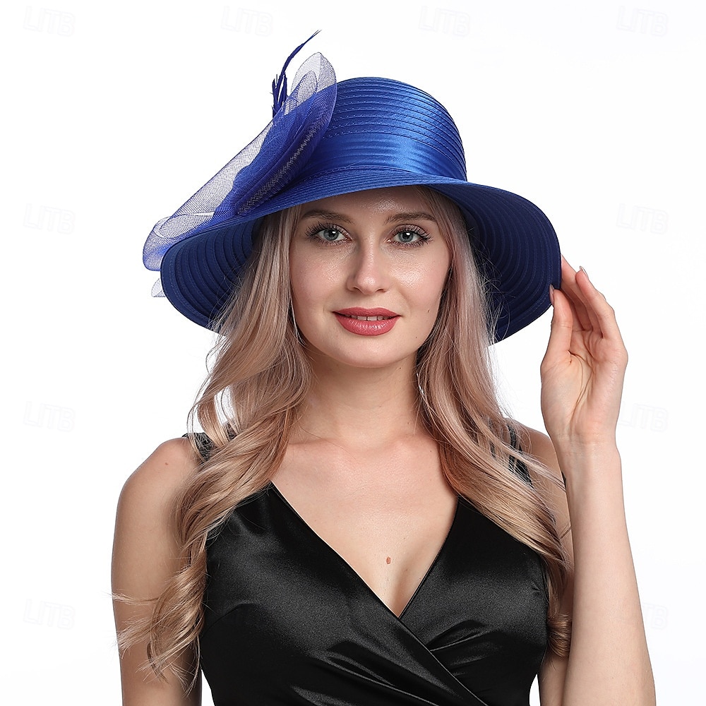 Hatter Organza Solhatt Ferie Te Fest Hesteveddeløp Cocktail Elegant Vintage Søt Med Blomster Hodepryd Hodeplagg 2025 - $31.99 –P16