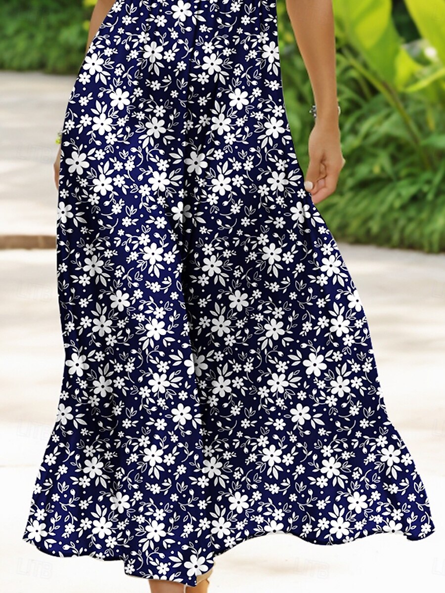Pentru femei Rochii Midi Rochie de Vară Rochie A line Rochie cu umeri Elegant Vacanță Casual Fit regulat Floral Grafic Fără manșon În U Scoateți gâtul Roșu Vin Albastru piscină Trifoi Vară Primăvară 2025 - $35.99 –P3