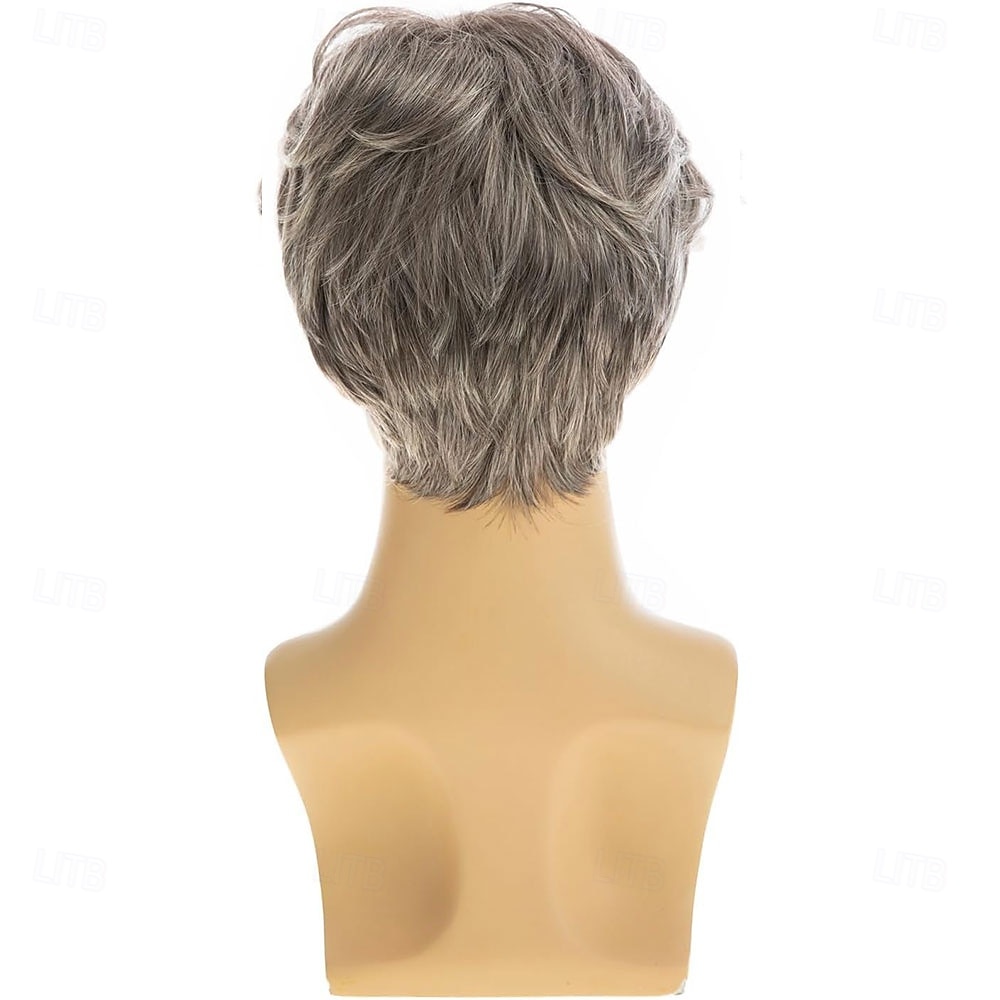 Perucas masculinas curtas cinza sintéticas resistentes ao calor naturais para cosplay de halloween de 2026 por $25.99 –P4