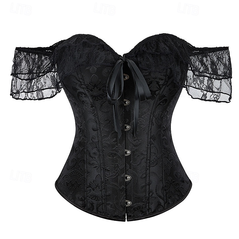 Rococo Overbust Corset Masquerade Overbust Corset Cosplay Tummy Control Push Up Jacquard Jacquard Women's Royal Masquerade Party Carnival of Venice Adults' Corset 2025 - $26.99 –P4